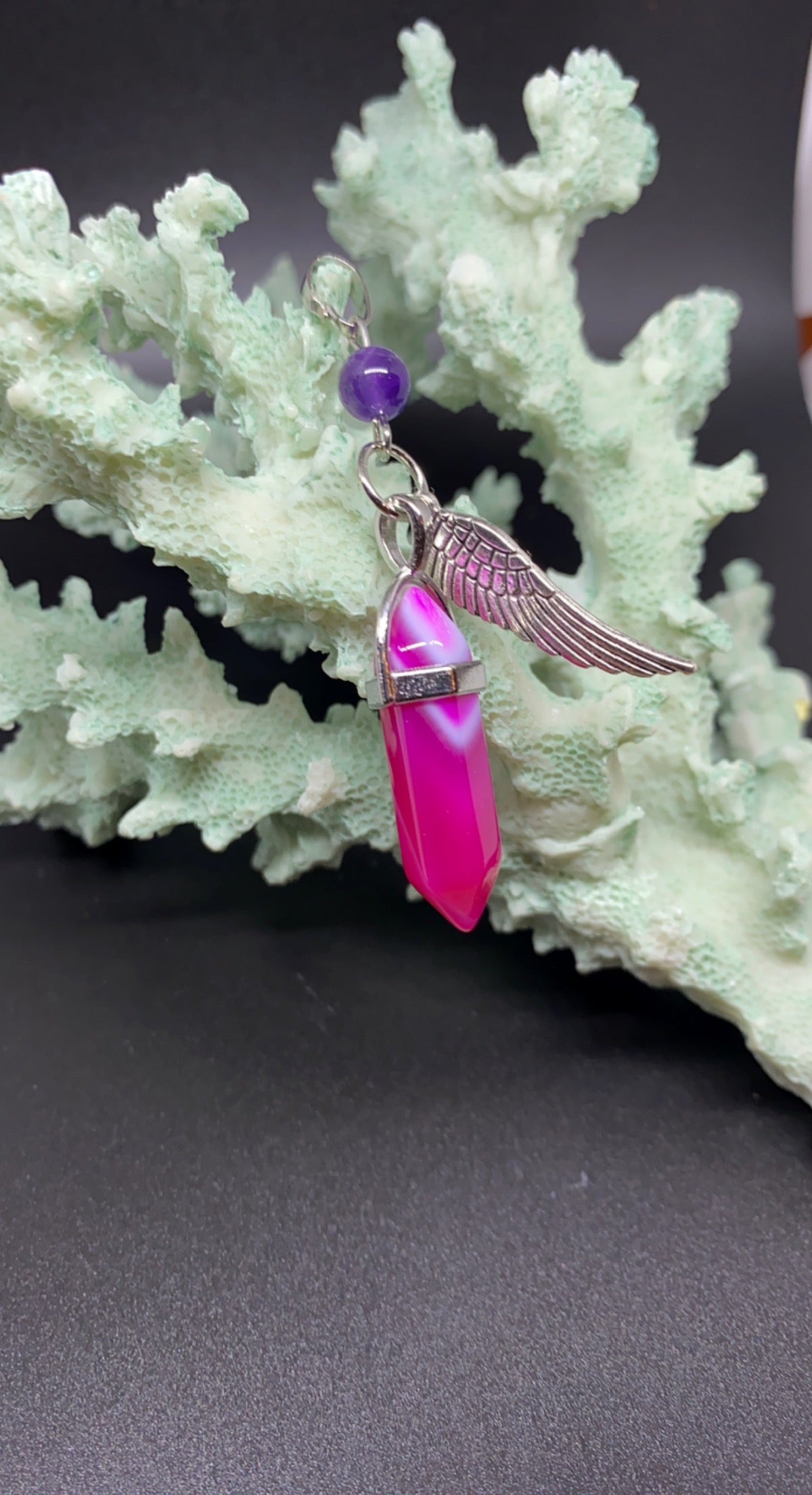 Rose Agate Amethyst Pendant