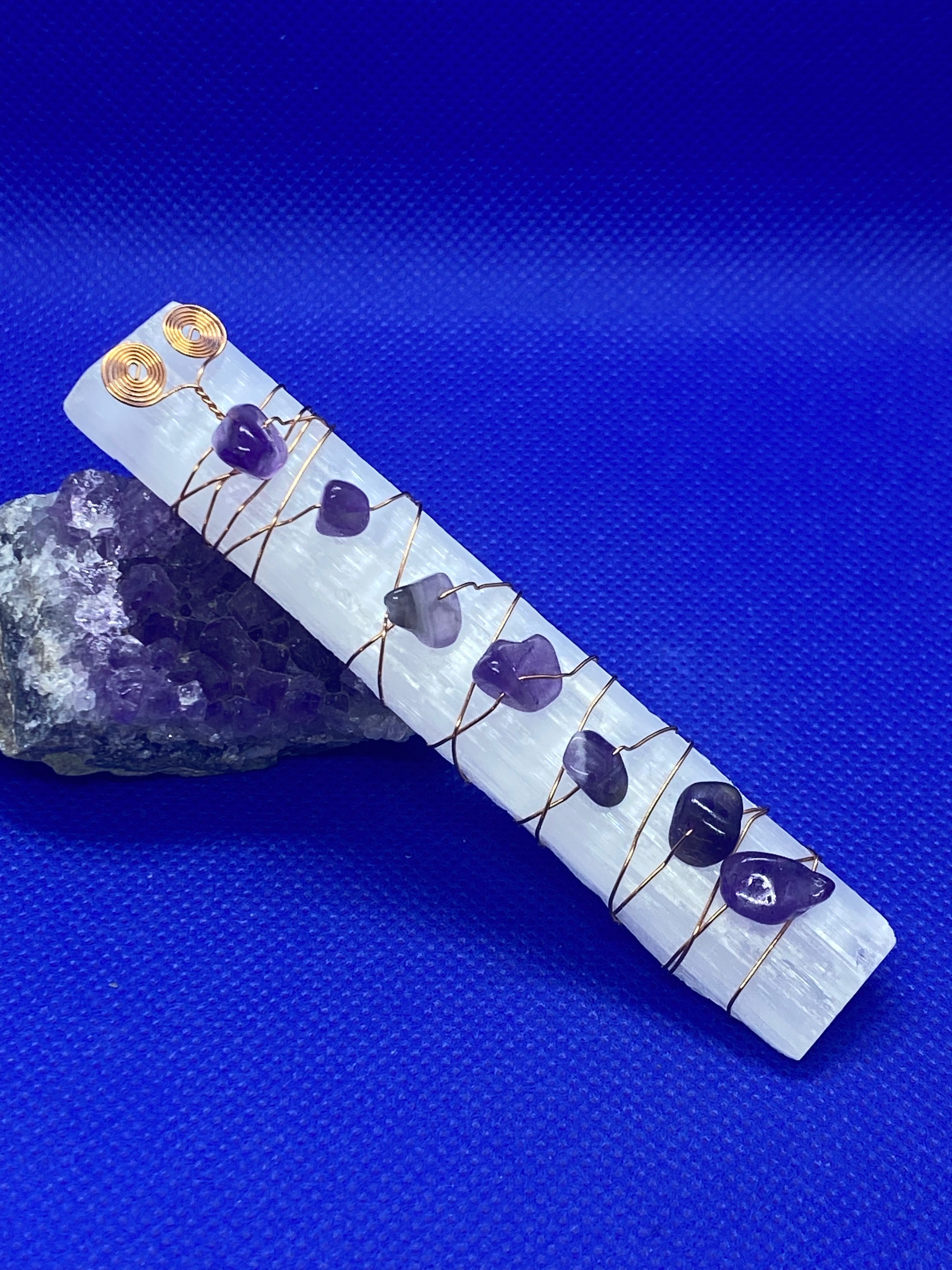 Amethyst Wand with (Selenite Crystal )
