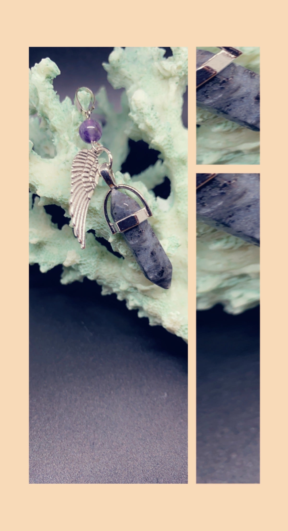 Amethyst Angel Wing Silver Chakra Healing