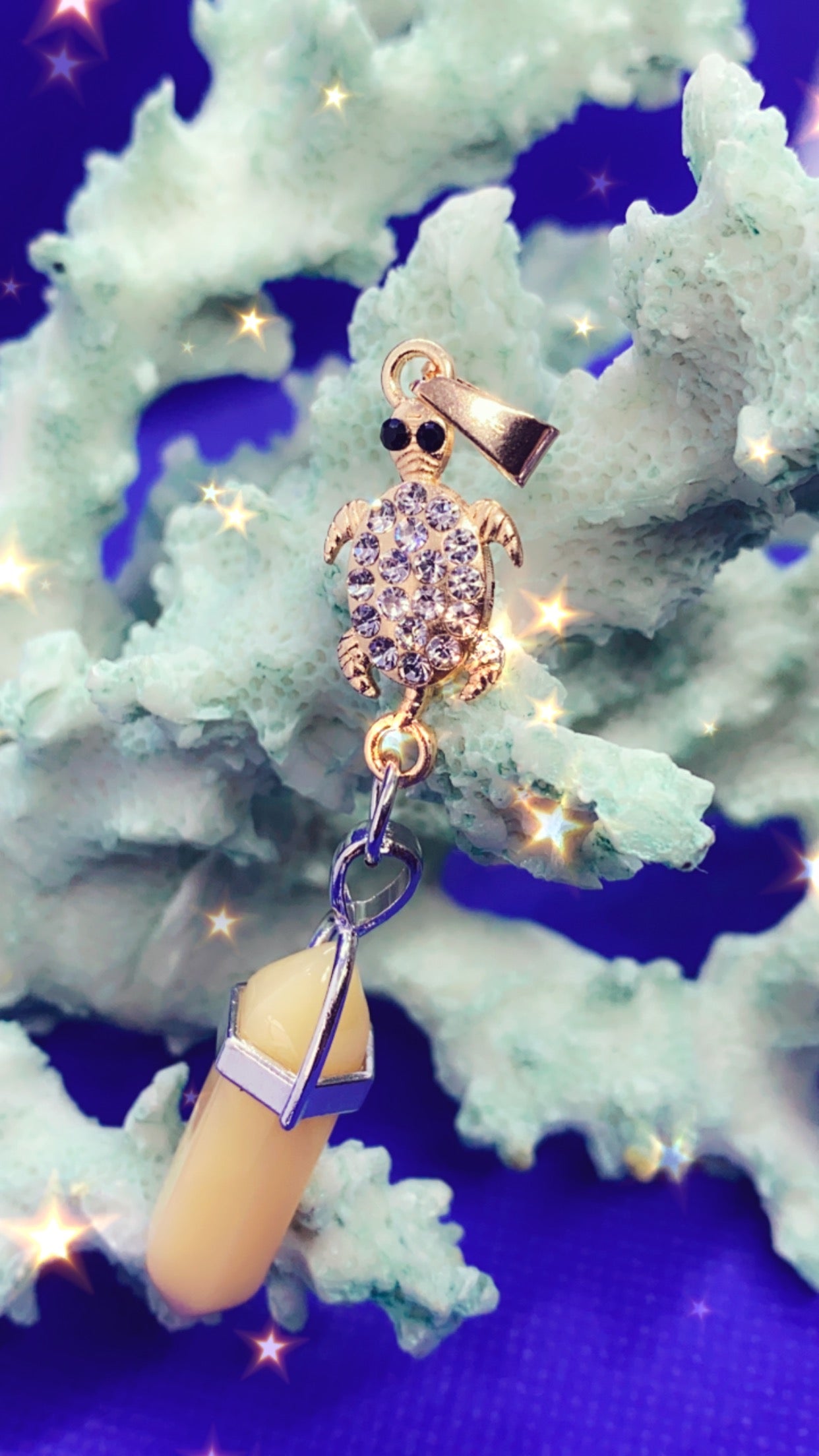 Yellow Jade with Swarovski Crystals Pendant