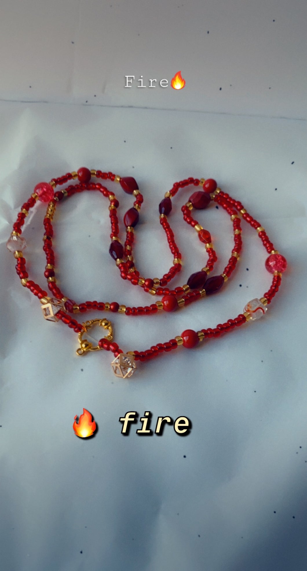 Fire  crystals and garnet gemstones waist beads